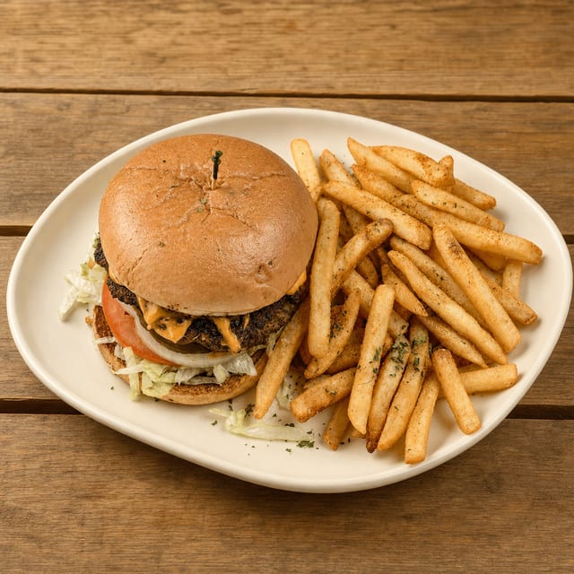 Hamburger and French Fries.