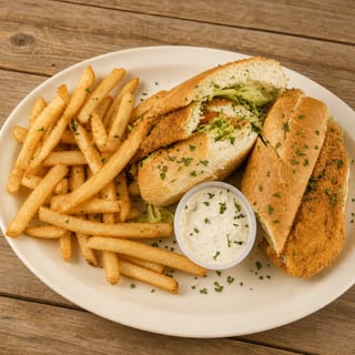 Cajun BLT Sandwich and French Fries
