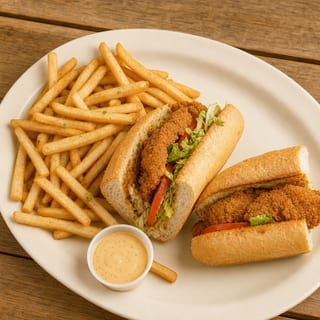 Fish Po-Boy and French Fries