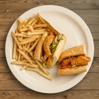 Fish Po-Boy and French Fries